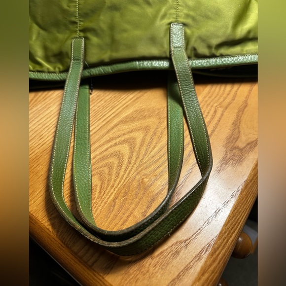 Prada Green Nylon Tote w/ Leather Trim - Picture 2 of 12